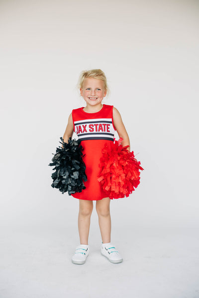 The Jacksonville State University | Bright Red Stripe Cheer Dress
