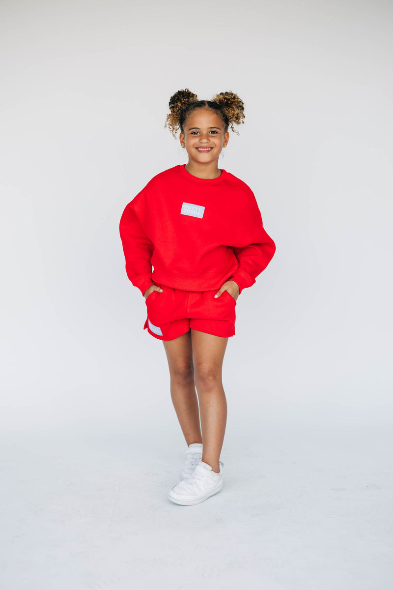 The Youth Red Becca Crewneck | Hotty Toddy Woven Label