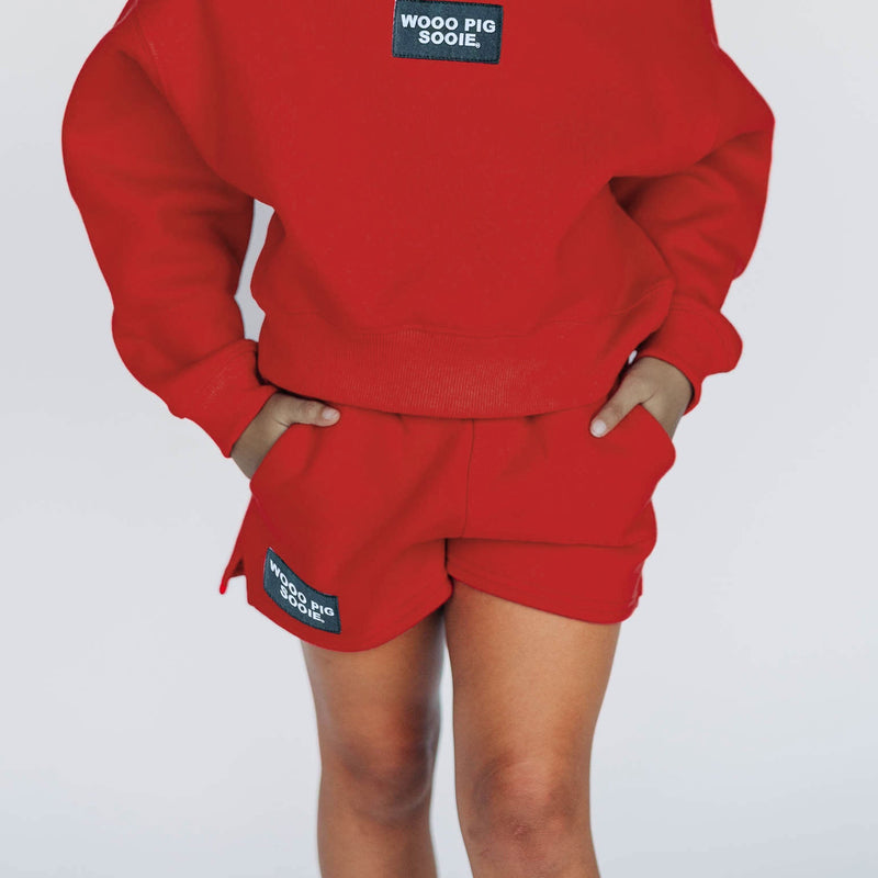 The Youth Becca Shorts Crimson | Woo Pig Sooie Woven Label