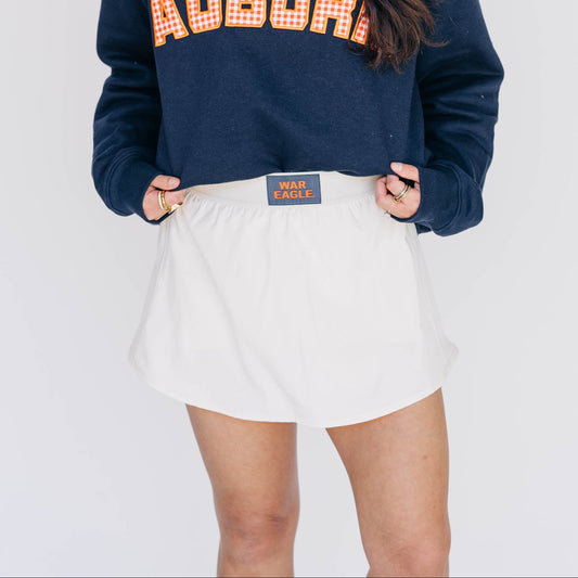 The Alli Tennis Skort War Eagle Woven Label | Bone