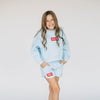 The Becca Boxy Crewneck Hotty Toddy Woven Label | Youth Light Blue