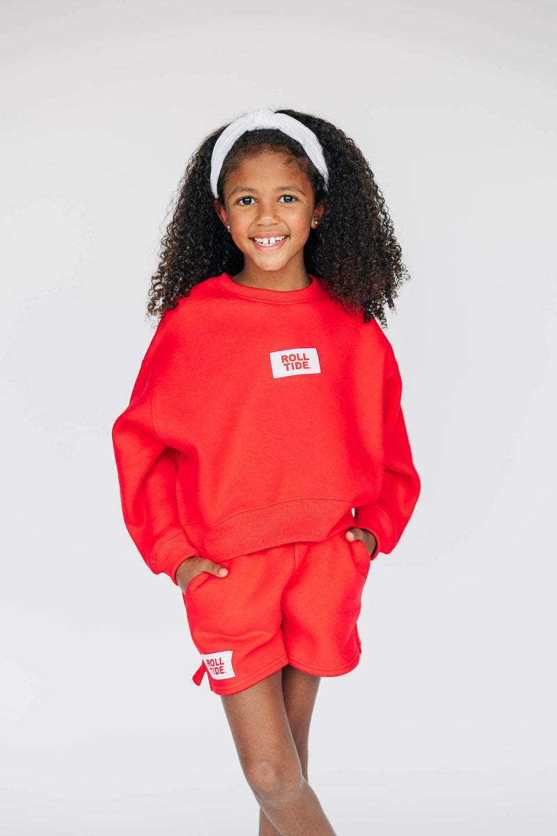 The Youth Red Becca Shorts | Roll Tide Woven Label