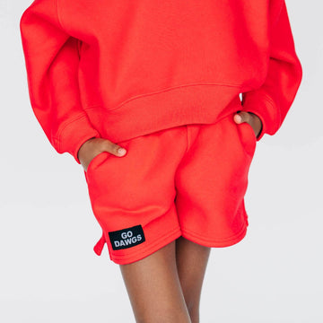 The Becca Shorts Go Dawgs Woven Label | Youth Bright Red