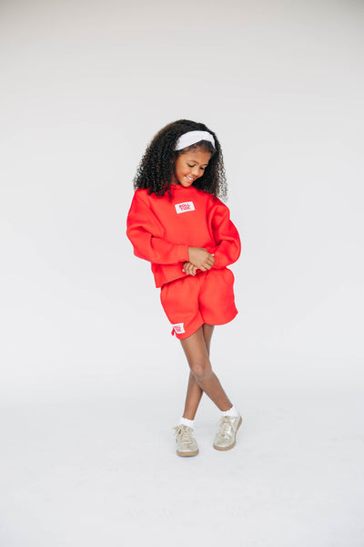The Youth Red Becca Crewneck | Roll Tide Woven Label