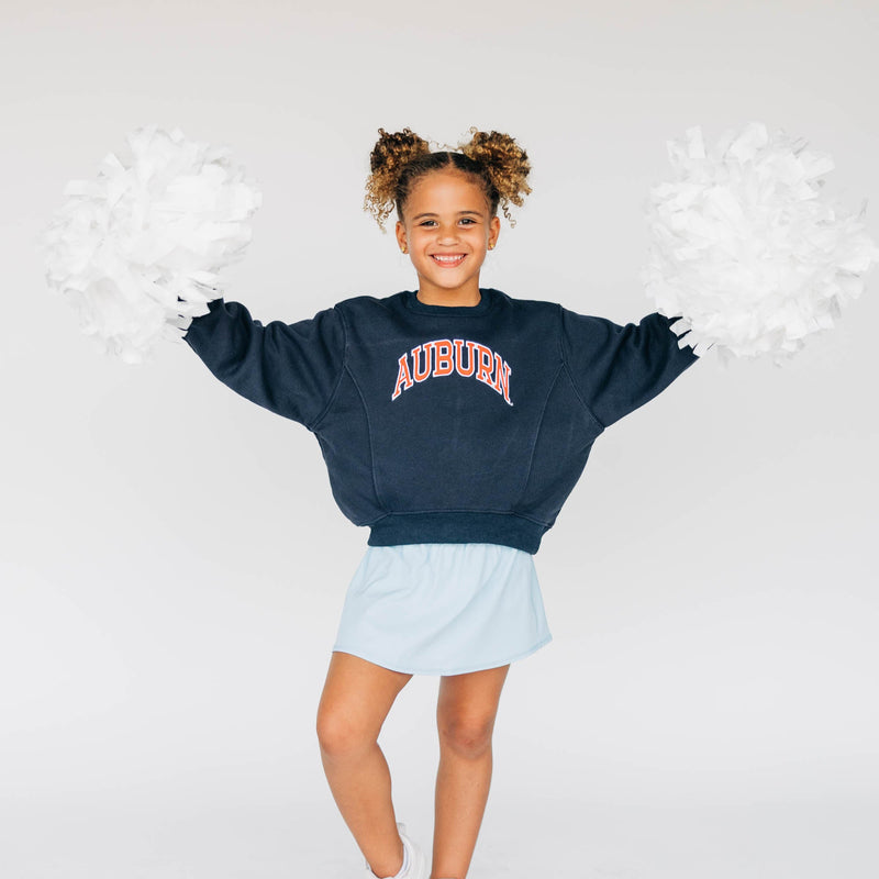 The Youth Navy Molly Cozy Crew | Auburn Applique Arch