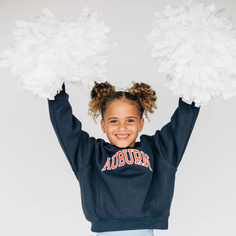 The Youth Navy Molly Cozy Crew | Auburn Applique Arch