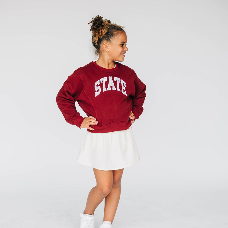 The Youth Maroon Molly Cozy Crew | State Applique Arch