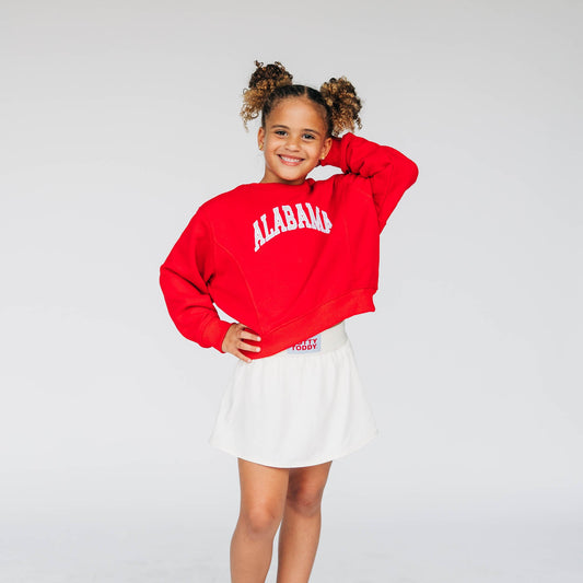 The Molly Cozy Crew Alabama Applique Arch | Youth Bright Red
