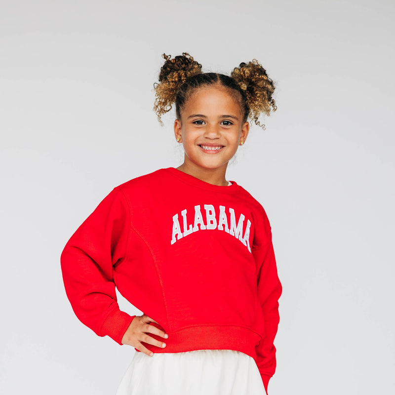 The Youth Crimson Molly Cozy Crew | Alabama Applique Arch