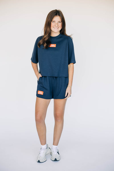 The Navy Kristen Lounge Shorts | War Eagle Woven Label