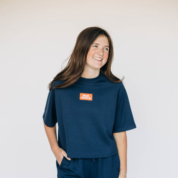 The Kristen Airy Tee War Eagle Woven Label | Navy