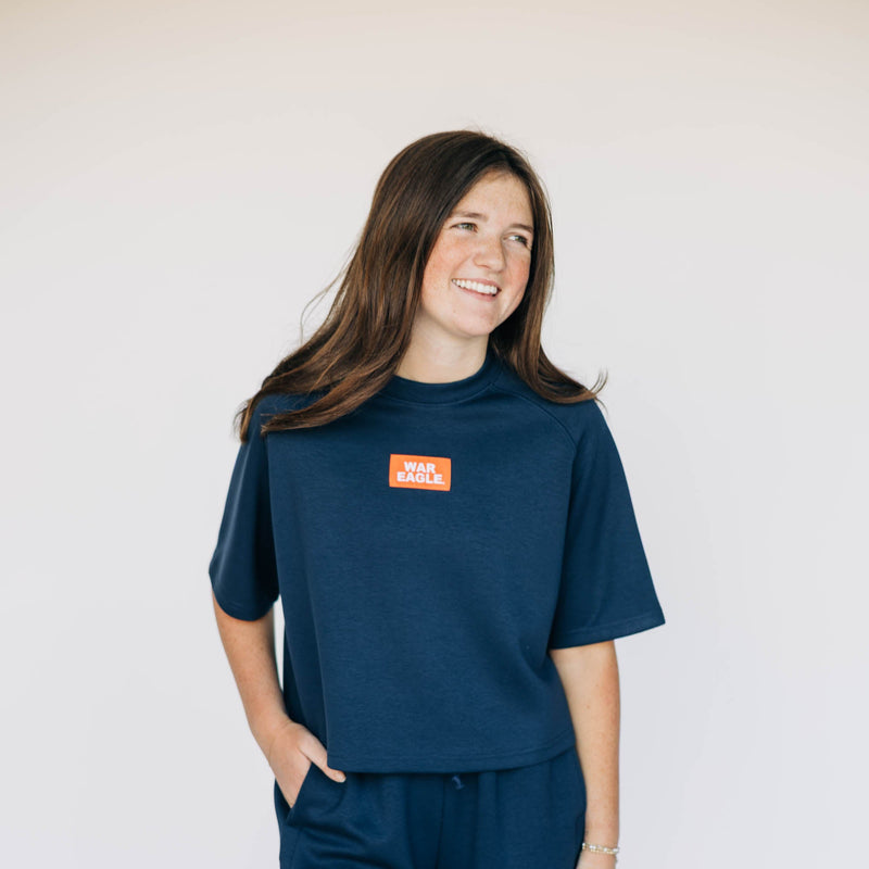 The Navy Kristen Airy Top | War Eagle Woven Label