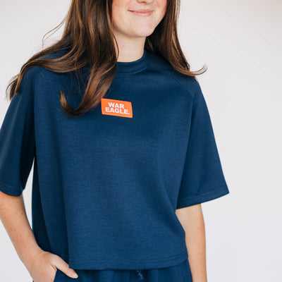 The Navy Kristen Airy Top | War Eagle Woven Label
