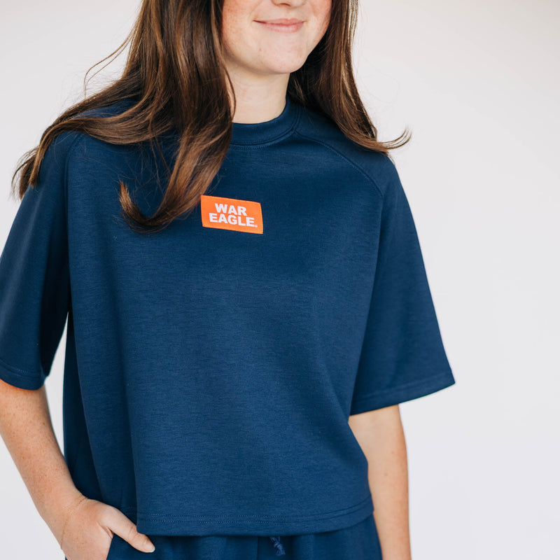 The Navy Kristen Airy Top | War Eagle Woven Label