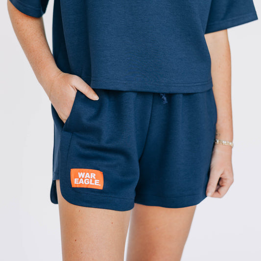 The Kristen Airy Lounge Shorts War Eagle Woven Label | Navy