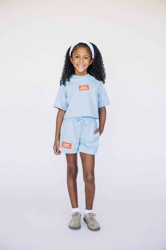 The Kristen Airy Lounge Shorts War Eagle Woven Label | Youth Light Blue