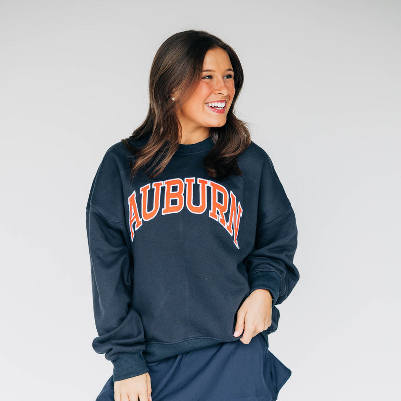 The Navy Molly Cozy Crew | Auburn Applique Arch