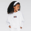 The Becca Boxy Crewneck War Eagle Woven Label | Youth Ash