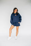The Becca Boxy Crewneck War Eagle Woven Label | Navy
