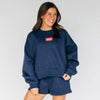 The Becca Boxy Crewneck Hotty Toddy Woven Label | Navy