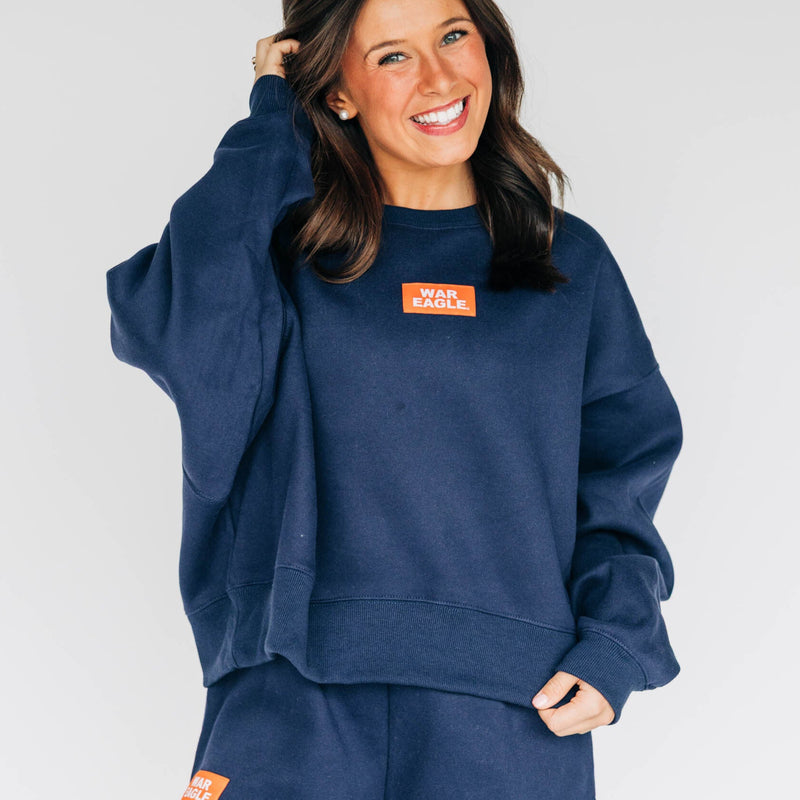 The Navy Becca Crewneck | War Eagle Woven Label