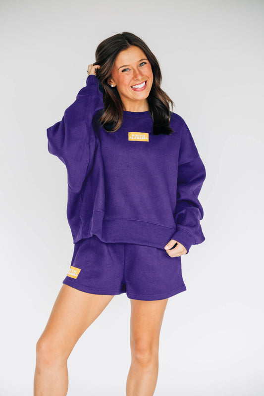 The Becca Boxy Crewneck North Alabama Woven Label | Purple