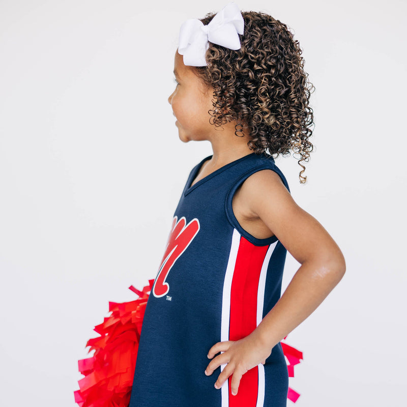 The Ole Miss | Navy Power Stripe V-Neck Cheer Dress
