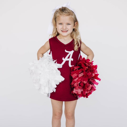 The University of Alabama | Deep Red Power Stripe V-Neck Cheer Dress *LOGO MISPRINT*