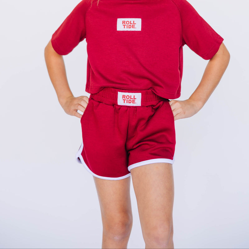 The Youth Crimson Kristen Striped Shorts | Roll Tide Woven Label
