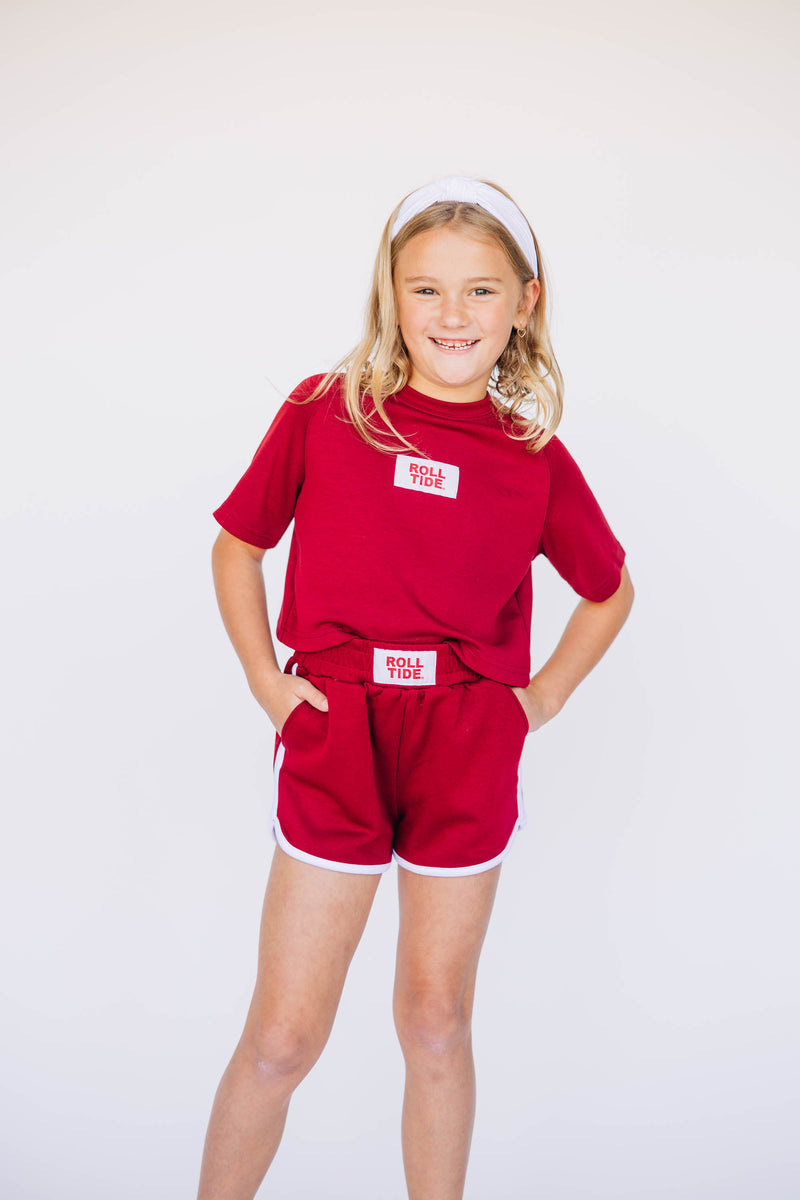 The Youth Crimson Kristen Striped Shorts | Roll Tide Woven Label