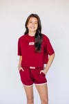 The Kristen Airy Striped Shorts Roll Tide Woven Label | Crimson