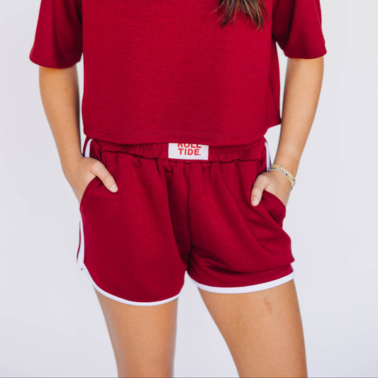 The Kristen Airy Tee Roll Tide Woven Label | Crimson