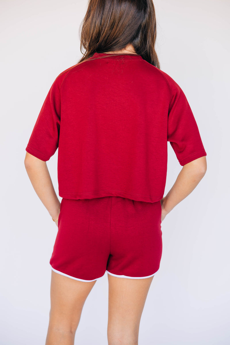 The Crimson Kristen Airy Boxy Top | Roll Tide Woven Label