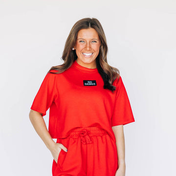 The Kristen Airy Tee Go Dawgs Woven Label | Bright Red