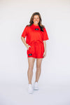 The Kristen Airy Tee Go Dawgs Woven Label | Bright Red