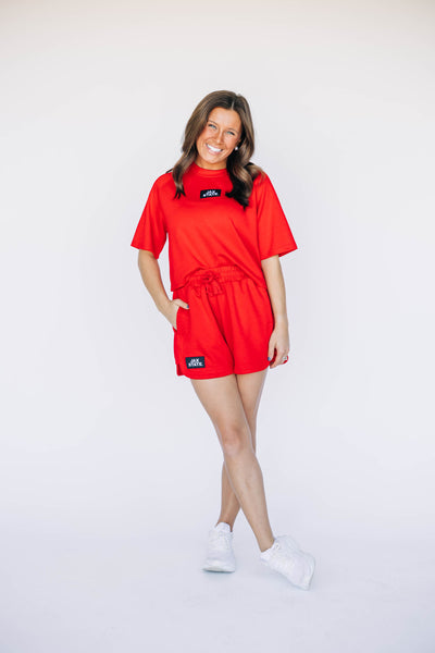 The Red Kristen Lounge Shorts | Jax State Woven Label