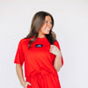 The Kristen Airy Tee Jax State Woven Label | Bright Red