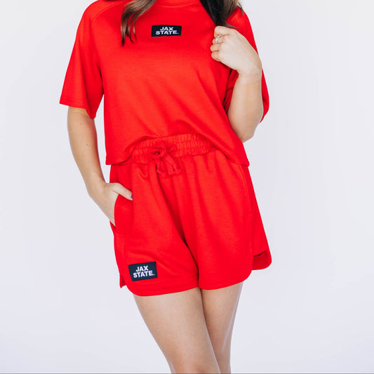 The Kristen Airy Lounge Shorts Jax State Woven Label | Bright Red
