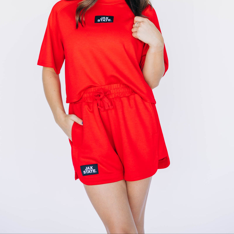 The Red Kristen Lounge Shorts | Jax State Woven Label