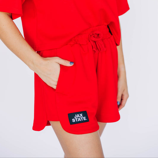 The Kristen Airy Lounge Shorts Jax State Woven Label | Bright Red