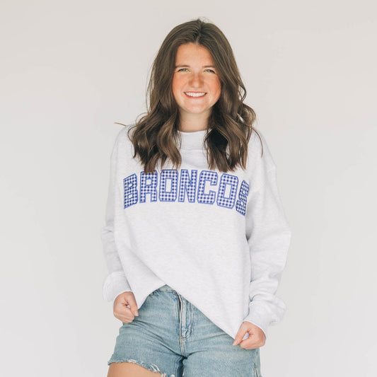 The Mallory Mockneck Boise State Gingham | Ash