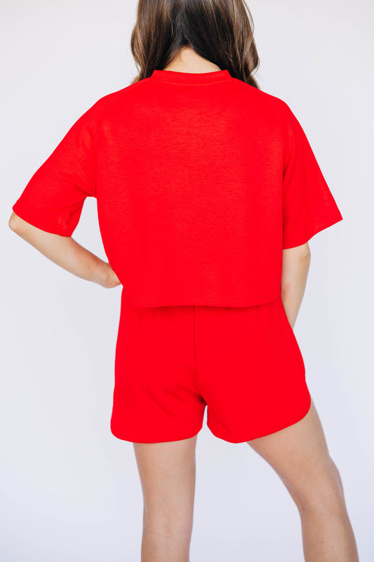 The Kristen Airy Tee Jax State Woven Label | Bright Red