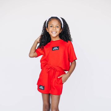 The Kristen Airy Tee Jax State Woven Label | Youth Bright Red