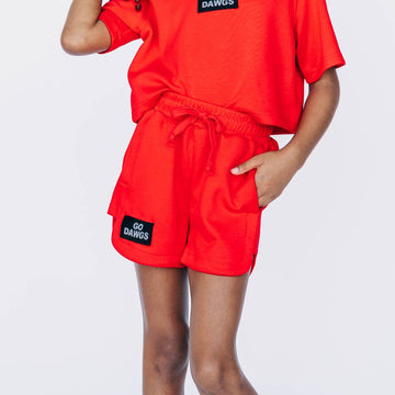 The Kristen Airy Shorts Go Dawgs Woven Label | Youth Bright Red