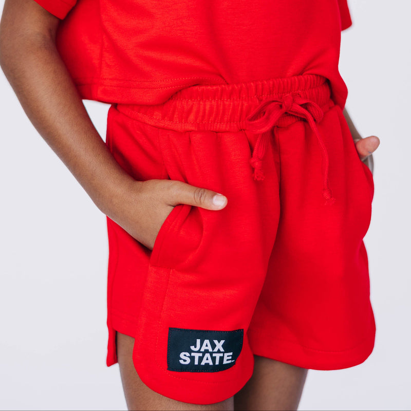The Youth Red Kristen Lounge Shorts | Jax State Woven Label