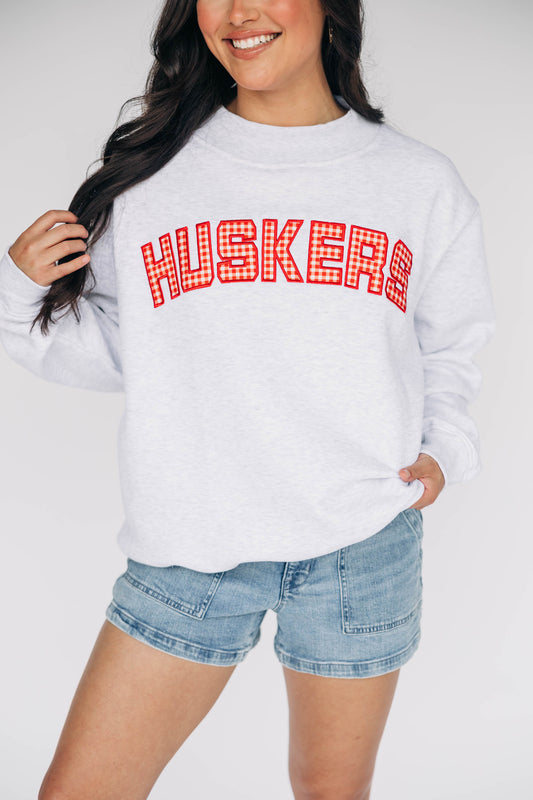 The Mallory Mockneck Nebraska Gingham | Ash