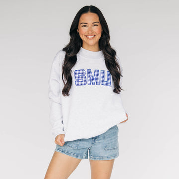 The Mallory Mockneck SMU Gingham | Ash
