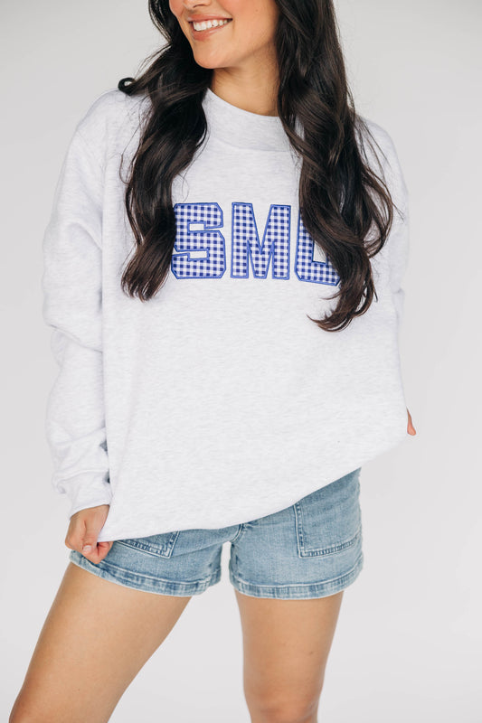 The Mallory Mockneck SMU Gingham | Ash