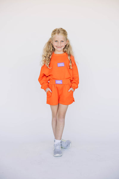 The Youth Orange Ava Airy Shorts | Fight Tigers Woven Label