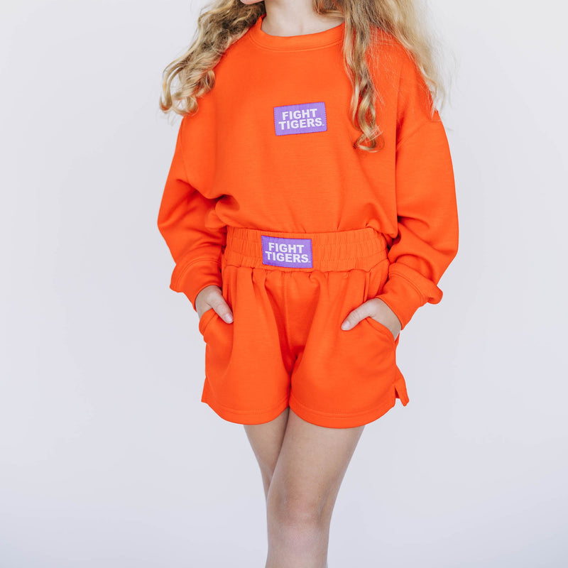 The Youth Orange Ava Airy Shorts | Fight Tigers Woven Label